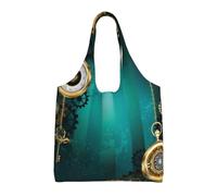 BLWSLC Steampunk Watches Keys and Chains Printed single-shoulder commuter canvas bag, fitness sports leisure bag suitable for travel commuting or shopping