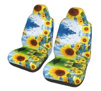 BLWSLC Sunflower Butterfly 2-piece front seat cover set, printed car seat protectors, suitable for cars, SUVs, trucks, and vans
