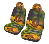 BLWSLC Sunflower Butterfly 2-piece front seat cover set, printed car seat protectors, suitable for cars, SUVs, trucks, and vans