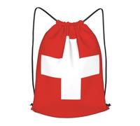 BLWSLC Swiss Flag Printed Sports Drawstring Backpack Fitness Travel Backpack Suitable For Gym And Travel