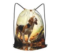 BLWSLC Tame Beagle Printed Travel Drawstring Backpack Gym Drawstring Bag Portable Suitable For Short Trips, Black, M