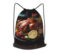 BLWSLC Tantalizing roast turkey Printed Travel Drawstring Backpack Gym Drawstring Bag Portable Suitable For Short Trips, Black, S