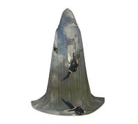 BLWSLC Teen Hooded Cape Air Combat Aircraft Printed Stage Performance Cape 3 Sizes L Perfect for Holiday Parties and Stage Performances