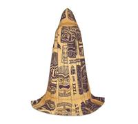 BLWSLC Teen Hooded Cape Aloha Tiki Pattern Printed Stage Performance Cape 3 Sizes S Perfect for Holiday Parties and Stage Performances