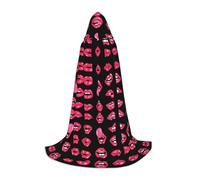 BLWSLC Teen Hooded Cape Red Lips Collection Printed Stage Performance Cape 3 Sizes M Perfect for Holiday Parties and Stage Performances