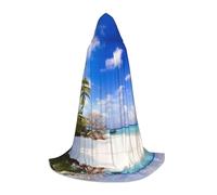 BLWSLC Teen Hooded Cape Sea Island Sky Clouds Printed Stage Performance Cape 3 Sizes L Perfect for Holiday Parties and Stage Performances