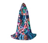 BLWSLC Teen Hooded Cape Tropical Floral Leaves Printed Stage Performance Cape 3 Sizes S Perfect for Holiday Parties and Stage Performances