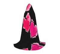 BLWSLC Teen Hooded Cape Two pink hearts Printed Stage Performance Cape 3 Sizes M Perfect for Holiday Parties and Stage Performances