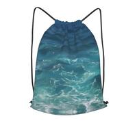 BLWSLC The Deep Ocean Printed Travel Drawstring Backpack Gym Drawstring Bag Portable Suitable For Short Trips, Black, M