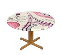 BLWSLC The Eiffel Tower and a Bicycle Patterned M round decorative tablecloth, suitable for dining rooms and banquets.