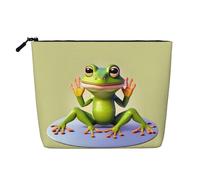 BLWSLC The funny frog doing yoga Printed single layer cosmetic bag, storage bag, suitable for daily storage, a must-have for business trips.