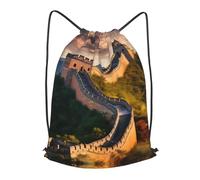 BLWSLC the Great Wall of China Printed Travel Drawstring Backpack Gym Drawstring Bag Portable Suitable For Short Trips, Black, S