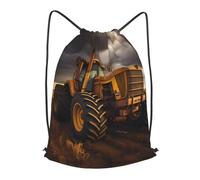 BLWSLC Tractor in the field Printed Travel Drawstring Backpack Gym Drawstring Bag Portable Suitable For Short Trips, Black, M