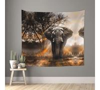 BLWSLC Tropical African Elephant Printed Wall Hanging - 60x51 Inch Soft Peach Skin Tapestry Dorm Bedroom Wall Decor Gift