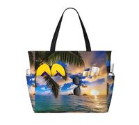 BLWSLC Tropical Hawaii Palm Tree Ocean Sea Sunset Printed beach tote bag lightweight foldable pool bag suitable for packing travel and gym use