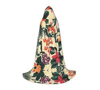 BLWSLC Tropical Whispers Printed long Medium hooded cape for holiday parties, cosplay and fancy dress parties