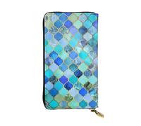BLWSLC Turquoise Pattern Long Clutch, Zipper Wallet, Card Holder, Portable Travel Coin Storage Bag Suitable for Travel and Daily use