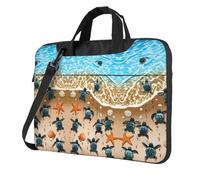 BLWSLC Turtle crawling on the beach Patterned 15.6 inch laptop bag with shoulder strap, suitable for business trips