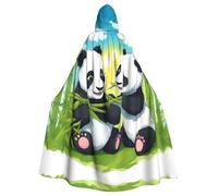 BLWSLC Two happy pandas patterned hooded cape is perfect for Halloween, carnivals, themed parties, and even as a vampire costume.
