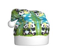 BLWSLC Two happy pandas Printed adult Christmas hat Christmas decoration hat suitable for stage performances holiday parties