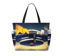 BLWSLC UFO landing Printed, large capacity beach travel bag, suitable for vacations, camping, and everyday use.