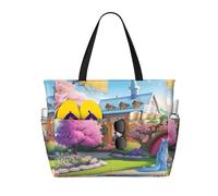 BLWSLC Unicorn Fairy Tale Printed, large capacity beach travel bag, suitable for vacations, camping, and everyday use.
