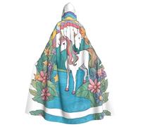 BLWSLC Unicorns by the river patterned hooded cape is perfect for Halloween, carnivals, themed parties, and even as a vampire costume.