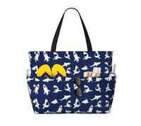 BLWSLC Various Sea Fish Pattern Printed beach tote bag lightweight foldable pool bag suitable for packing travel and gym use