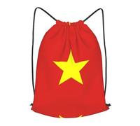 BLWSLC Vietnamese flag Printed Travel Drawstring Backpack Gym Drawstring Bag Portable Suitable For Short Trips, Black, M
