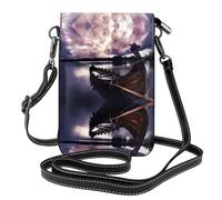 BLWSLC Vikings Boat Printed phone wallet and shoulder bag, stylish, perfect for shopping, travel, camping, and everyday use.