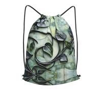 BLWSLC vine curl Printed Travel Drawstring Backpack Gym Drawstring Bag Portable Suitable For Short Trips, Black, S