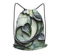 BLWSLC vine curl Printed Travel Drawstring Backpack Gym Drawstring Bag Portable Suitable For Short Trips, Black, M