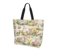 BLWSLC Vintage Flower animal Bunny Easter Printed Large Capacity Travel Handbag Women's Everyday Outing Shoulder Tote Bag Suitable for Travel and Gym
