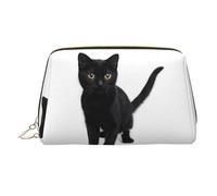 BLWSLC Walking black cat Printed Portable Cosmetic Bag Large Travel Toiletry Bag Suitable For Travel And Daily Use