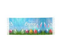 BLWSLC Warm tassel scarf Easter Egg Bunny Grass Wooden printed tassel shawl 77 inches * 27 inches suitable for winter wear warm and comfortable