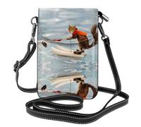 BLWSLC Water Skiing fox Squirrel Printed small mobile phone wallet women's crossbody bag detachable shoulder strap suitable for shopping and travel
