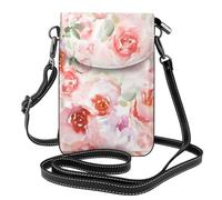 BLWSLC Watercolor Flower Printed small mobile phone wallet women's crossbody bag detachable shoulder strap suitable for shopping and travel