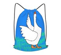 BLWSLC white goose spread its wings Printed Travel Drawstring Backpack Gym Drawstring Bag Portable Suitable For Short Trips, Black, M