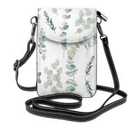 BLWSLC White Natural Greenery Twig Printed phone wallet and shoulder bag, stylish, perfect for shopping, travel, camping, and everyday use.