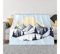 BLWSLC White Snowy Mountains Patterned Fleece Blanket, Decorative Sofa Throw, Available in 4 Sizes White Snowy Mountains for Home Warmth.
