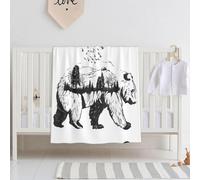 BLWSLC Wildlife Hand Drawn Bear Animal Printed baby throw blanket, swaddle blanket, crib blanket for toddlers, newborns, and children