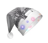 BLWSLC Willow Tree Adult light-up Santa hat printed Santa hat with LED lights suitable for Christmas New Year's and other holiday parties