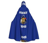 BLWSLC Wisconsin State Flag patterned hooded cape is perfect for Halloween, carnivals, themed parties, and even as a vampire costume.