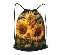 BLWSLC with the yellow sunflower Printed Travel Drawstring Backpack Gym Drawstring Bag Portable Suitable For Short Trips, Black, M