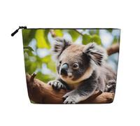 BLWSLC Womens A little koala printed faux linen cosmetic bag large capacity toiletry bag daily essential