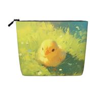 BLWSLC Womens chicks printed faux linen cosmetic bag large capacity toiletry bag daily essential