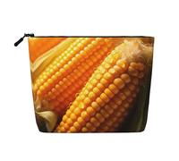 BLWSLC Womens corn printed faux linen cosmetic bag large capacity toiletry bag daily essential
