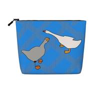 BLWSLC Womens gray goose printed faux linen cosmetic bag large capacity toiletry bag daily essential