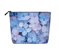 BLWSLC Womens hydrangea printed faux linen cosmetic bag large capacity toiletry bag daily essential
