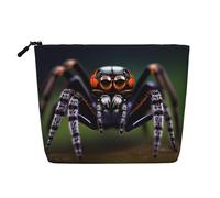 BLWSLC Womens Tropical rainforest spiders printed faux linen cosmetic bag large capacity toiletry bag daily essential